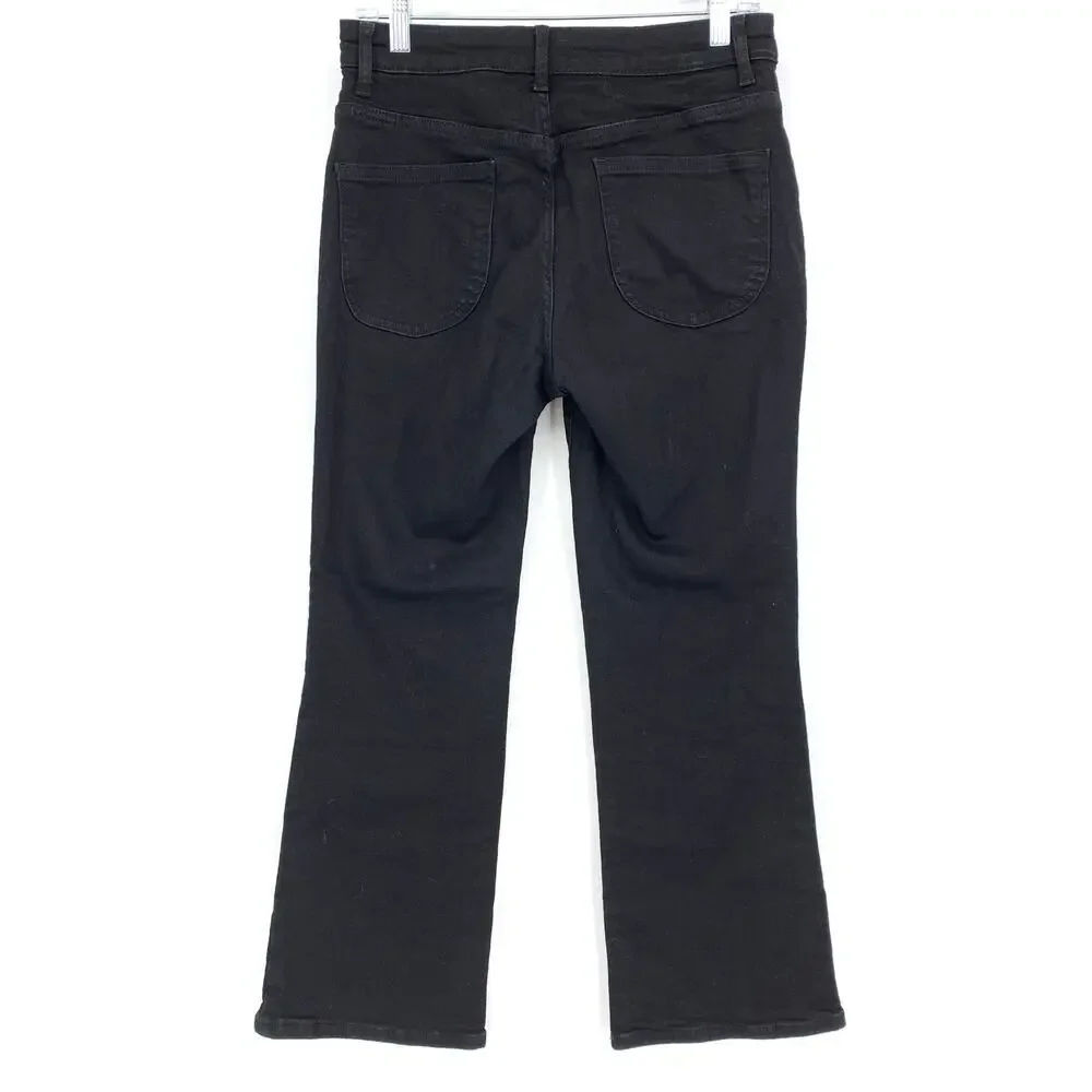 Zara Jeans Women's Size 8 Into The Classics Cropped Kick Boot Button Fly Black - Picture 2 of 7